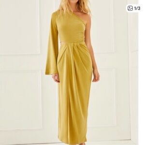 Elegant One-Shoulder Chartreuse Dress- NWT